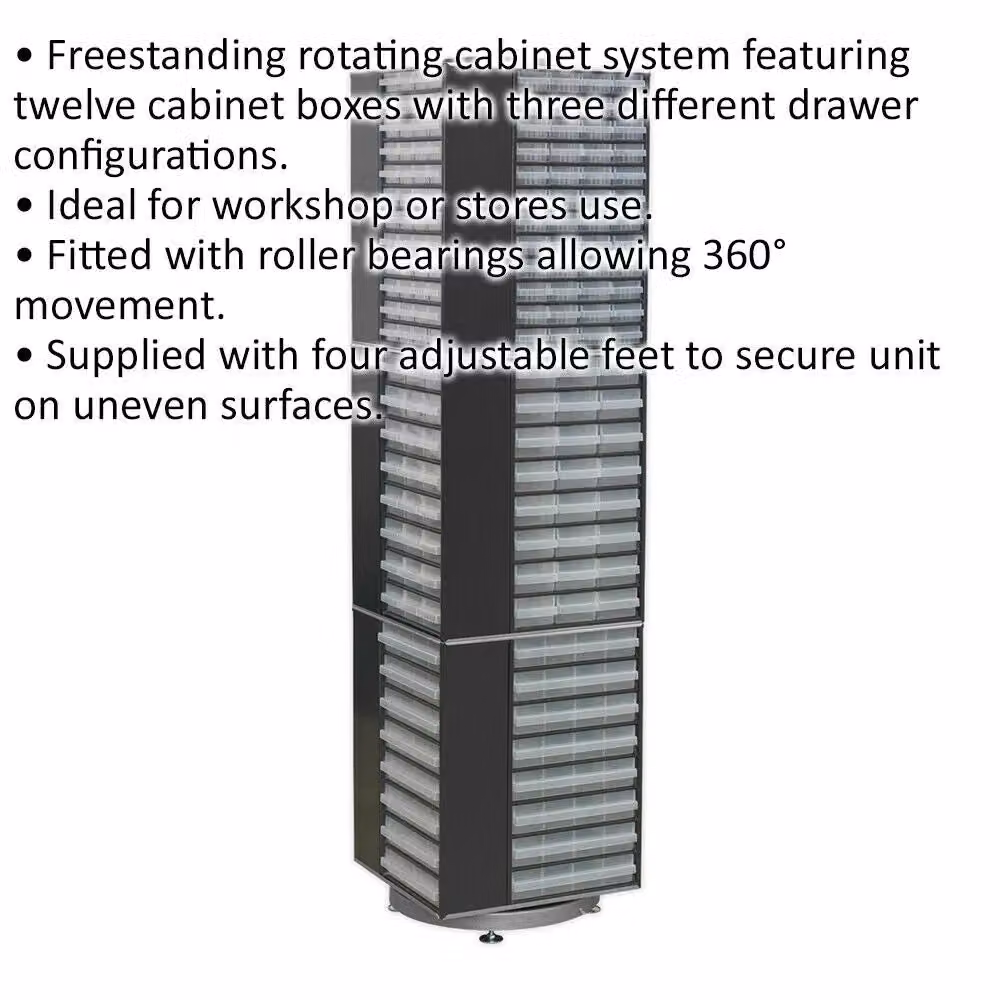 Loops 320 Drawer Rotating Storage Cabinet for Small Part Picking, Multicolour and Black, W/D/H: 47 x 47 x 17.6 cm – 2
