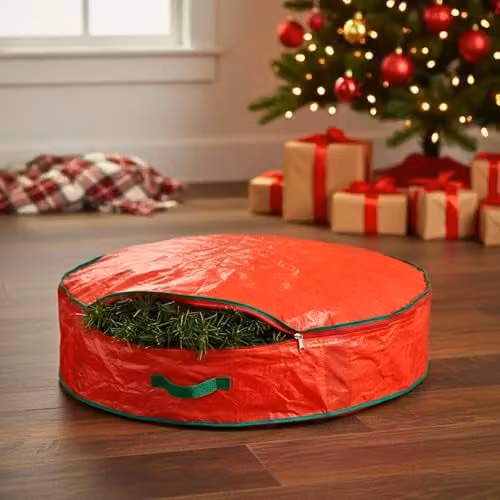 Shatchi Christmas Wreath and Garland Storage Bag in Red, W/D/H: 60 x 20 x 20 cm – 2