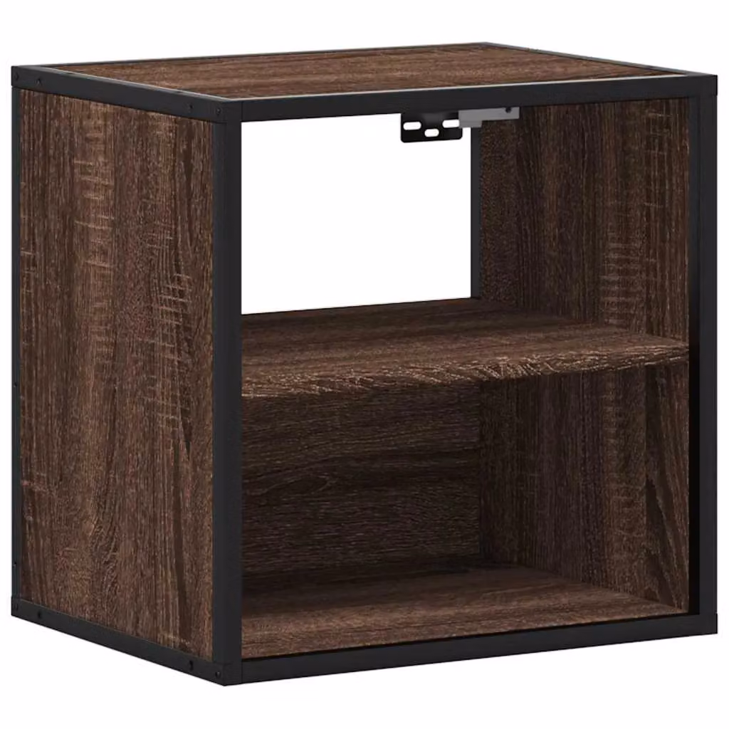 Berkfield Home Wall-mounted Bedside Cabinet in Brown Oak, W: 40 cm, D: 31 cm, H: 39.5 cm – 2