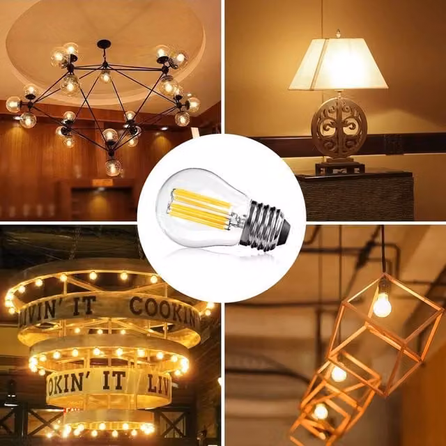 VOGREX 12 Pack Dimmable 4W LED Globe Filament Light Bulbs, Warm White, E27, Transparent