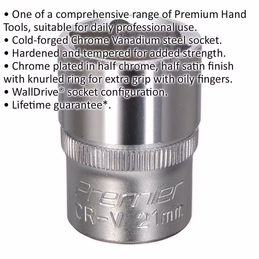 Loops 21mm Steel Drive Socket, 1/2 inch Square Drive, Chrome Vanadium, Silver – 2