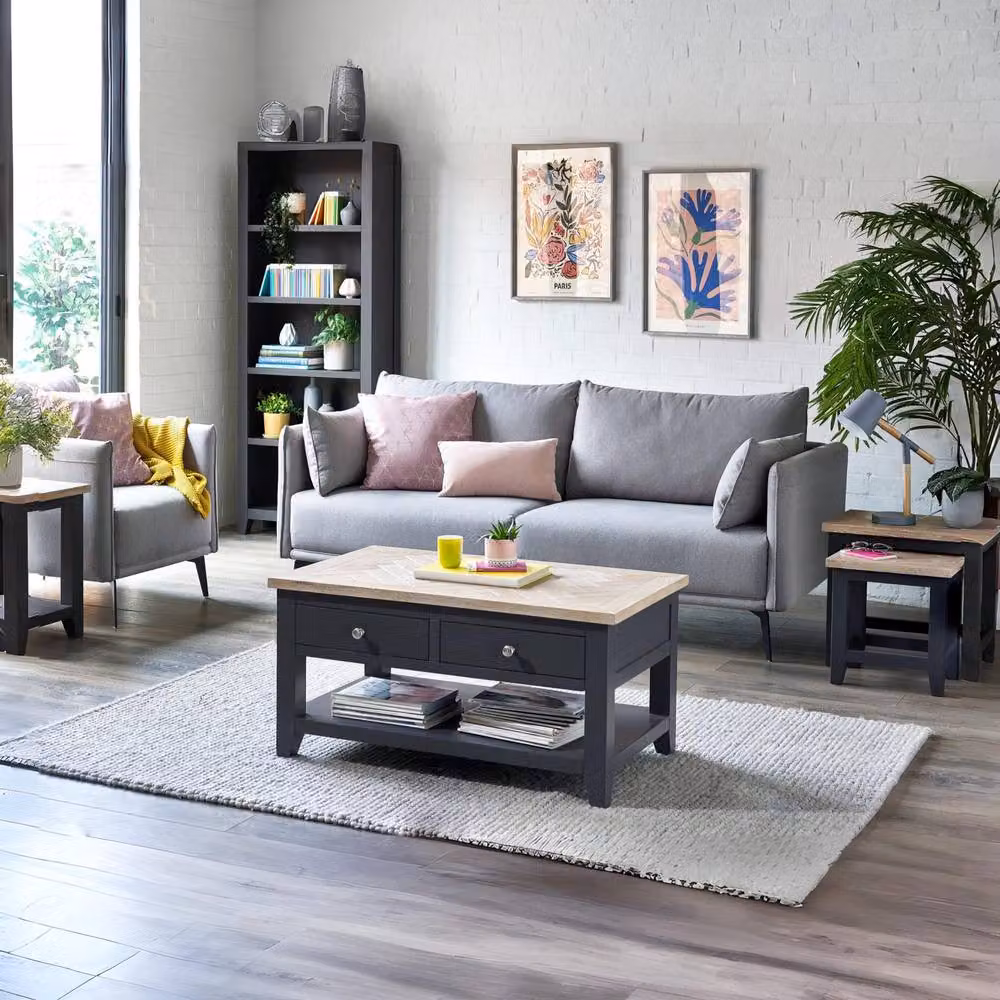 Cheshire Dunvegan Modern Rectangular Coffee Table in Dark Grey and Oak – 6