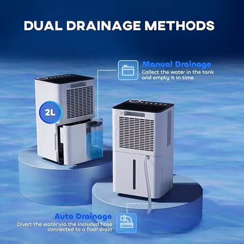 HOMCOM 12L Dehumidifier in White with Continuous Drainage, Sleep Mode and Timer – 5
