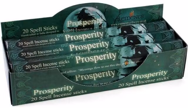 Elements Prosperity Spell Incense Sticks, Green, Box of 6 Packs