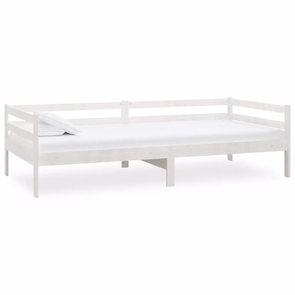 Berkfield Home White Solid Pinewood Day Bed W/D/H: 90 x 200 cm – 2