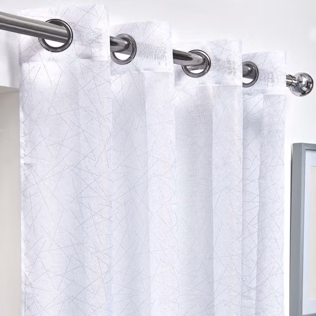 NewEdgeBlinds White Transparent Eyelet Voile Fabric Panel, Width: 228 cm