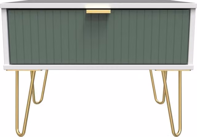 2 U Bexley Ready Assembled 1 Drawer Wide Side Table in Green and Gold
