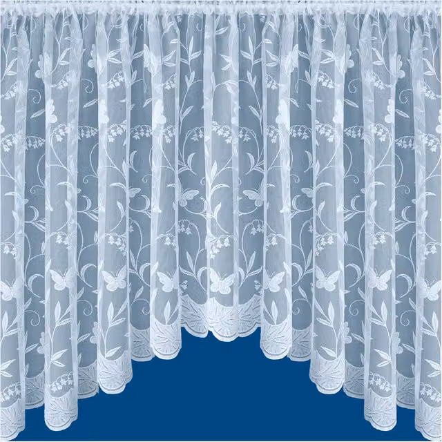 Tyrone Textiles Lace Floral Net Jardiniere with Butterflies in White