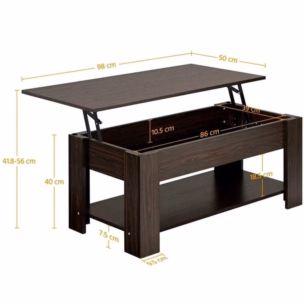 KORVIXA Modern Brown Wood Coffee Table with Hidden Storage and Lift Mechanism – 2