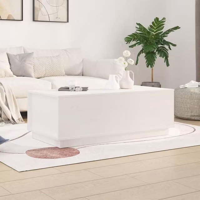 Berkfield Home White Rustic Solid Pine Coffee Table with Lift Mechanism W: 100 cm, D: 50 cm, H: 35 cm