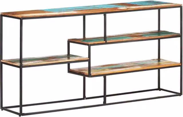 Berkfield Home Industrial Sideboard in Multicolour Reclaimed Mango and Teak Wood, W/D/H: 150 x 30 x 75 cm