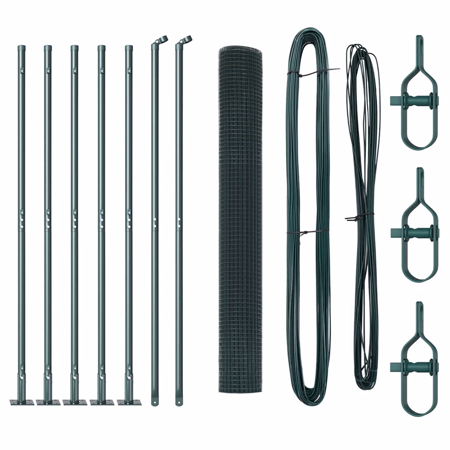 Berkfield Home Green PVC-Coated Steel Welded Wire Fence with 7 Flanged Posts, W: 120 cm, L: 10 m – 2