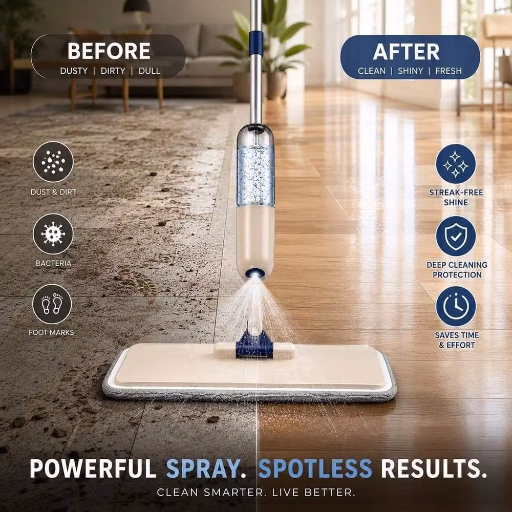 PAWNORA 3in1 Spray Mop with Refillable Microfibre Head in Beige – 3