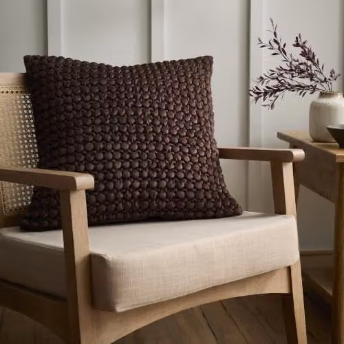 Appletree Bobble Velvet Square Cushion in Brown, W/D/H: 55 x 55 x 55 cm – 1