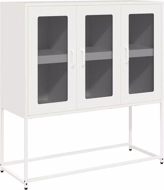 Berkfield Home White Industrial Sideboard in Matt Metal, W/D/H: 100.5 x 39 x 107 cm – 1