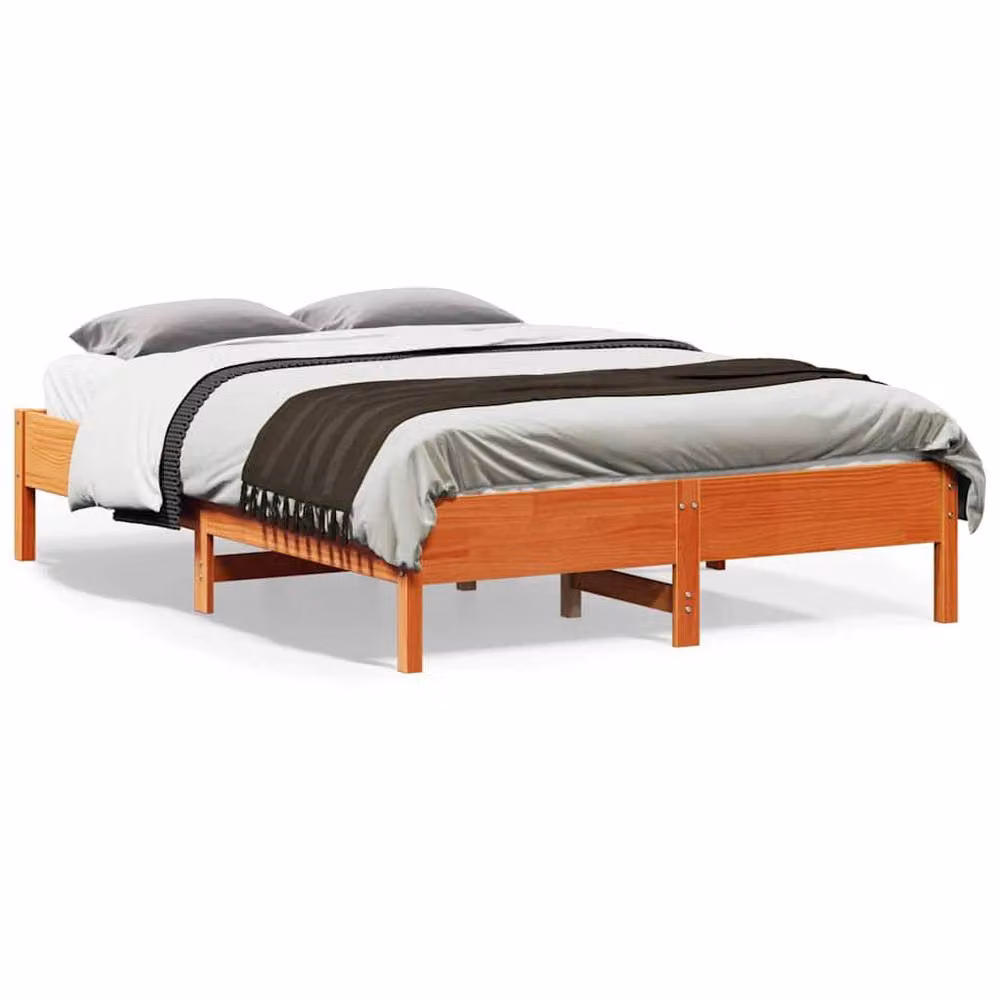 Berkfield Home Beautiful Small Double Solid Pine Bed Frame, Wax Brown, W/D/H: 120 x 190 cm – 2