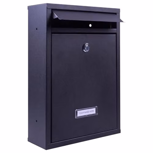 mysmartbuy Black Wall Mounted Lockable Steel Letterbox H32 x W22 x D8.5 cm – 5