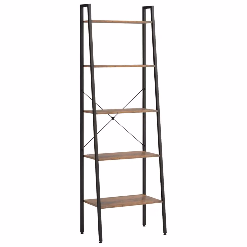 Berkfield Home 5-Tier Standing Shelf in Dark Brown and Black, W/D/H: 56 x 35 x 174 cm – 2