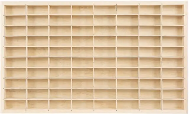 Nordara 80 Grids Wooden Display Case in Brown W/D/H: 50 x 50 x 50 cm