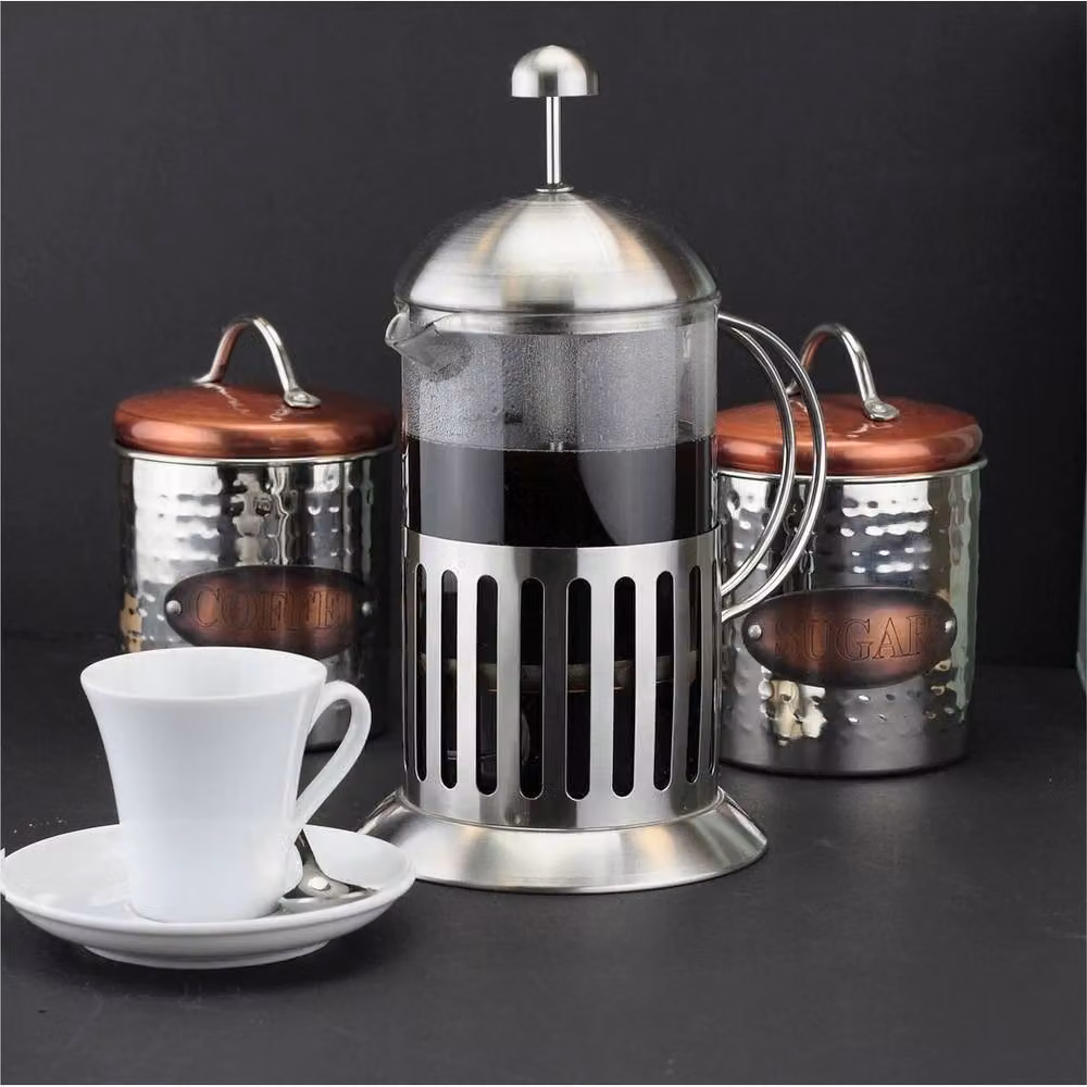 VOGREX 6 Cup Stainless Steel and Glass French Press Coffee Maker in Silver – 3