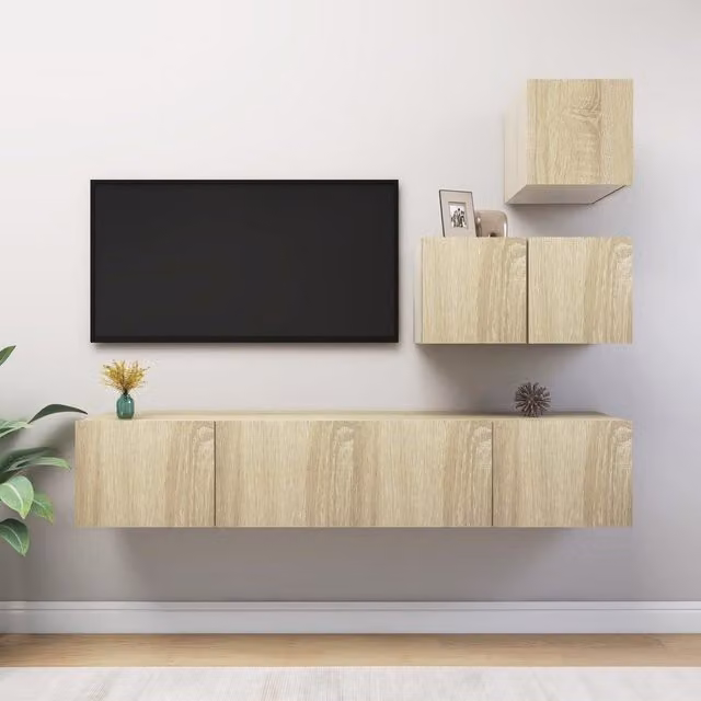 Berkfield Home 4 Piece Modern TV Cabinet Set in Sonoma Oak and Brown Engineered Wood