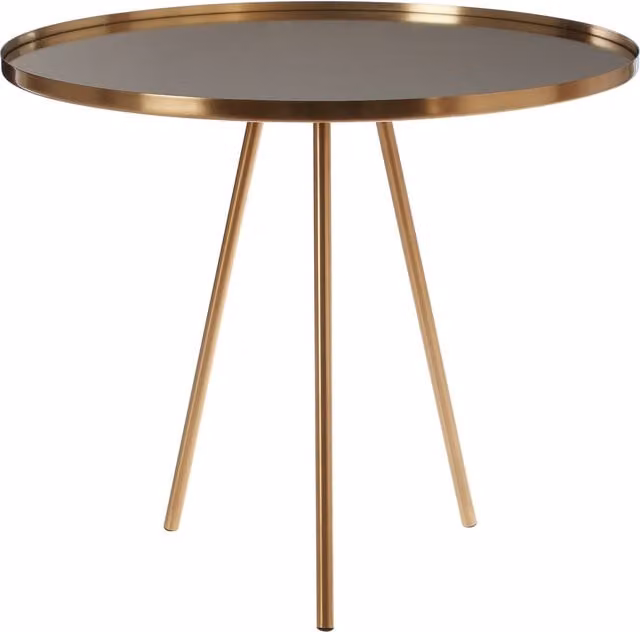 Orsina Modern Round Gold Side Table with Glass Top – 1