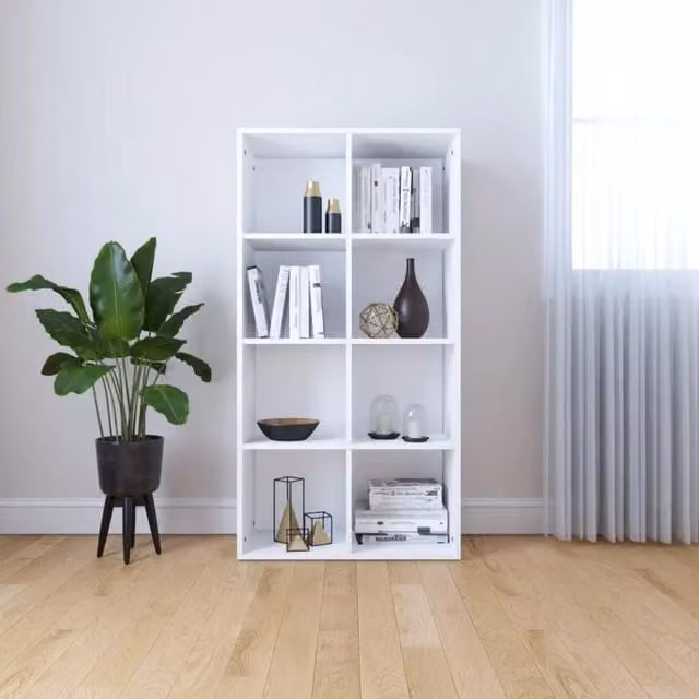 Berkfield Home White Book Cabinet and Sideboard in Engineered Wood, W/D/H: 66 x 30 x 130 cm – 1