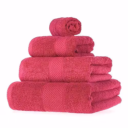 Homescapes 4 Piece Raspberry Pink Turkish Cotton Towel Set, 500 GSM