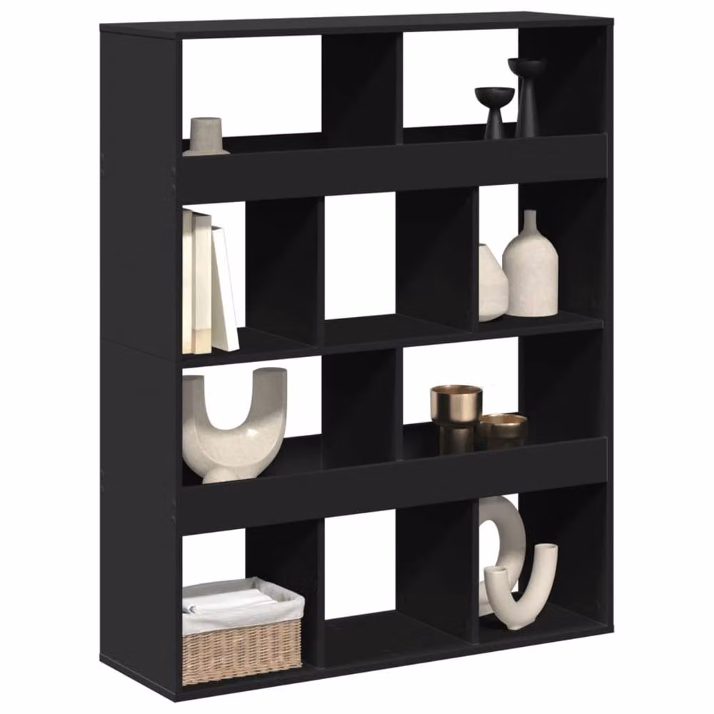 Berkfield Home Black Straight Room Divider in Engineered Wood, W/D/H: 100 x 33 x 125.5 cm – 3