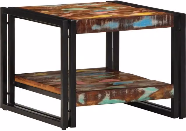 Berkfield Home Multicolour Reclaimed Solid Wood Coffee Table, W/D/H: 50 x 50 x 38 cm