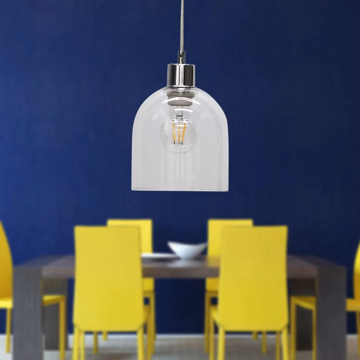 First Choice Lighting Belten Set of 2 Suspended Pendant Lights with Transparent Glass Cloche and Chrome Fittings – 3