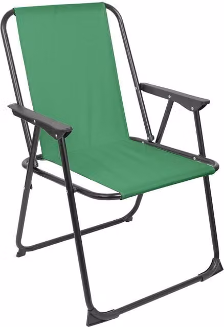 Harbour Housewares Green Maritime Folding Metal Beach Chair with Steel Frame and Armrests
