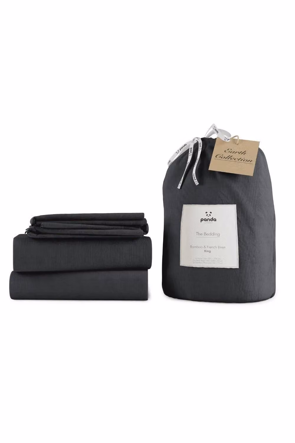 Panda London Bamboo and French Linen Complete Bedding Set in Dark Grey, 200 x 200 cm – 2