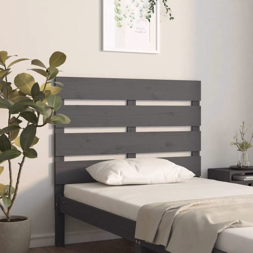 Berkfield Home Grey Rustic Solid Pine Wood Headboard W/D/H: 100 x 3 x 80 cm – 2