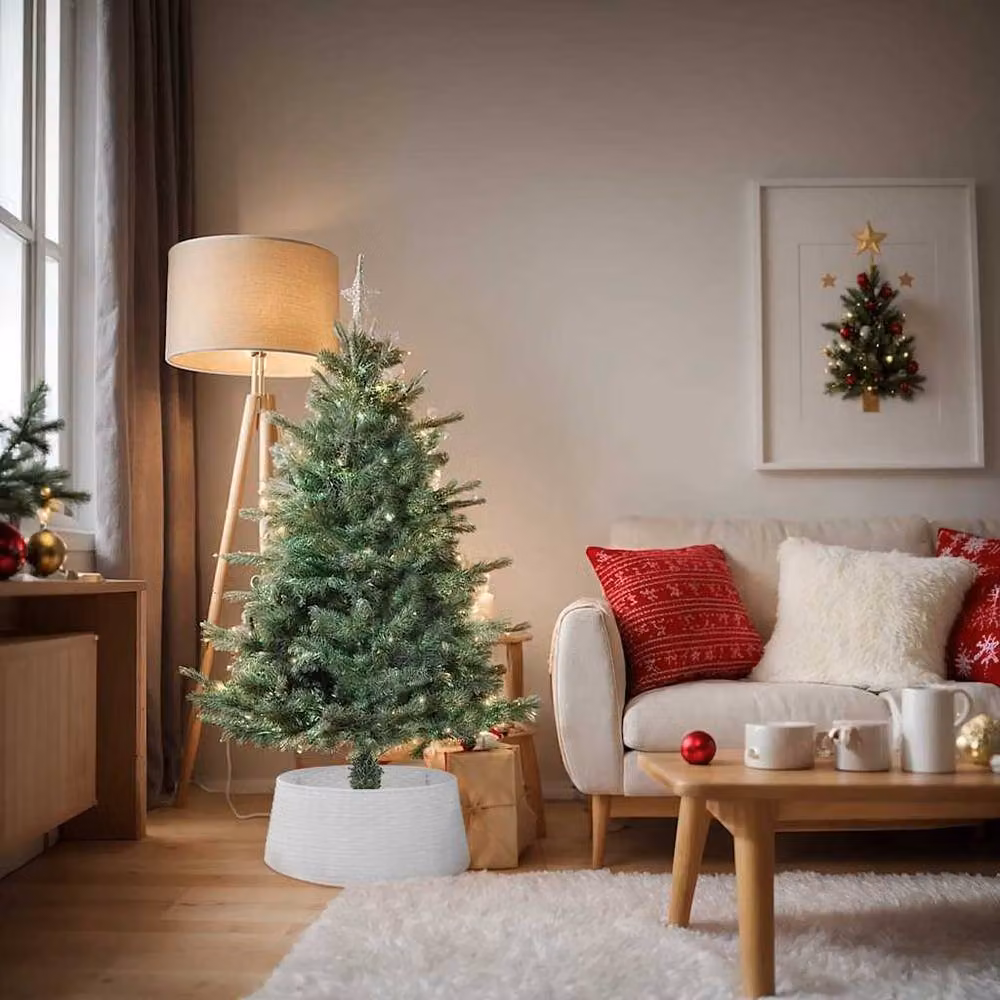 Berkfield Home Beautiful White Round Plastic Christmas Tree Skirt, Diameter: 65 cm, Height: 23 cm – 1