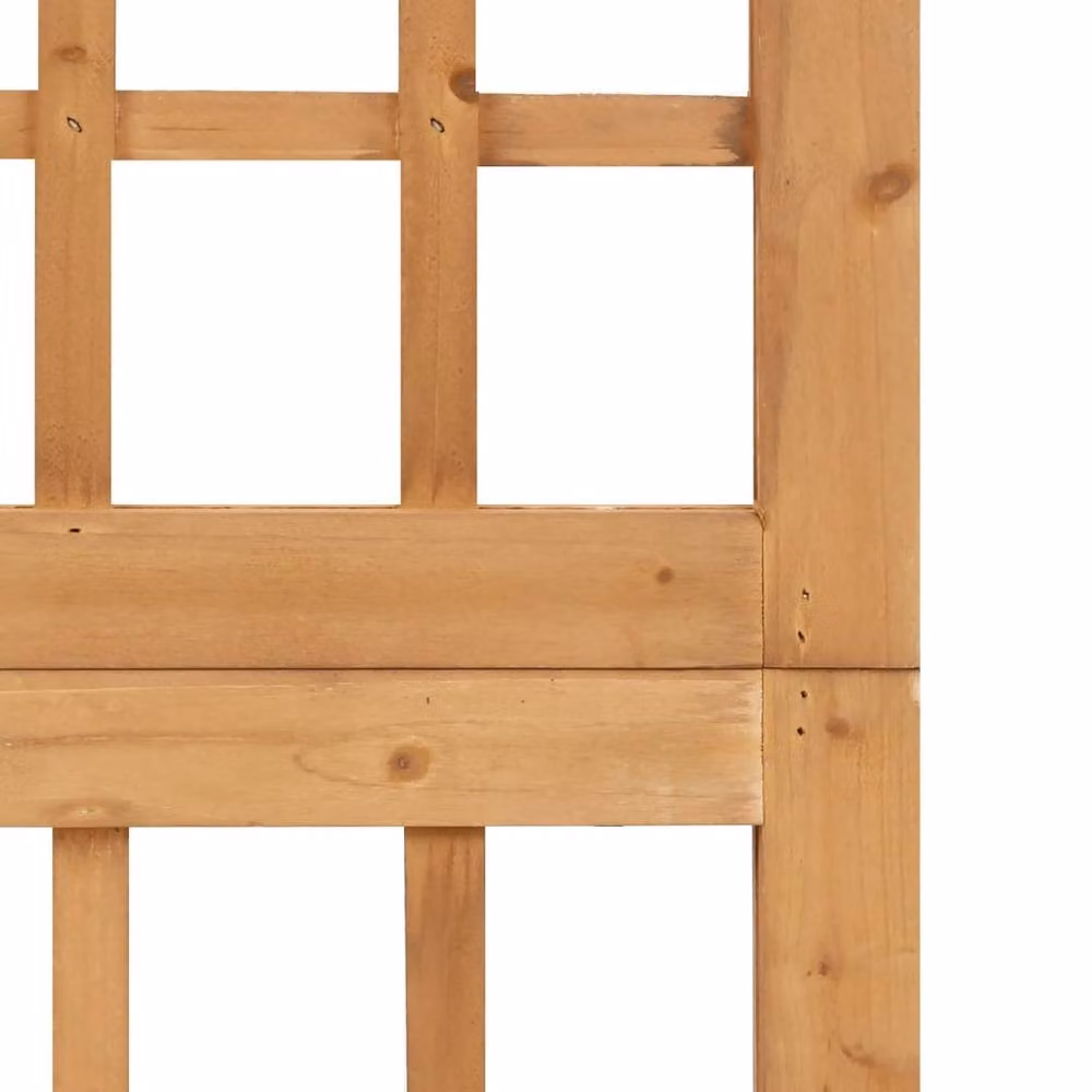 Berkfield Home 4-Panel Solid Fir Wood Room Divider Trellis in Brown, W: 161 cm, H: 180 cm – 2