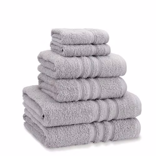 Catherine Lansfield Zero Twist Cotton 6 Piece Towel Bale Set in Silver Grey