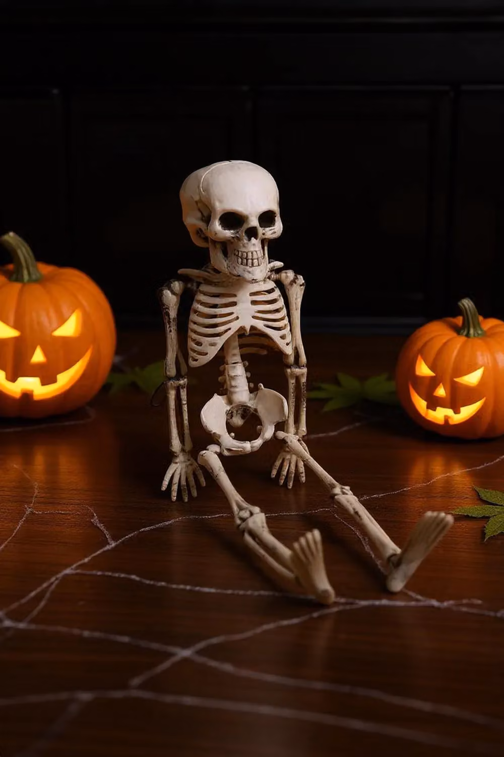 Living and Home White Realistic Hanging Skeleton Halloween Decoration with Movable Legs, 40 cm – 2