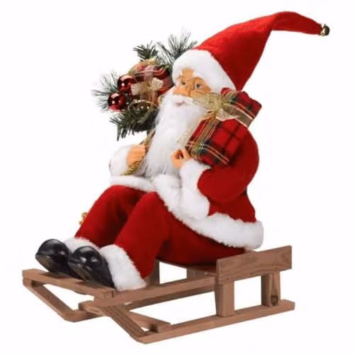 Samuel Alexander Red and White Traditional Santa on Sleigh Tabletop Christmas Decoration, Height: 30 cm – 2