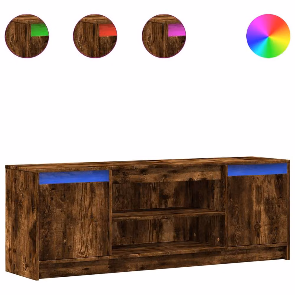 Berkfield Home Modern TV Cabinet with Integrated LED Lighting in Smoked Oak Brown, W: 139.5 cm, D: 34 cm, H: 50 cm – 3