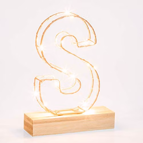 Echo Three Gold Wire Frame Letter Light W/D/H: 22.0 x 16.0 x 5.0 cm