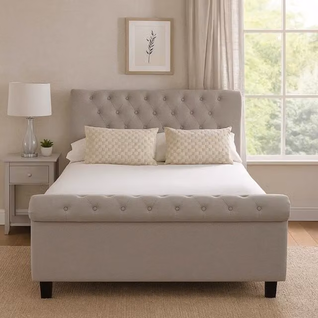 Orsina Elegant Brushed Velvet Double Bed with Lift Up Base in Grey – 1