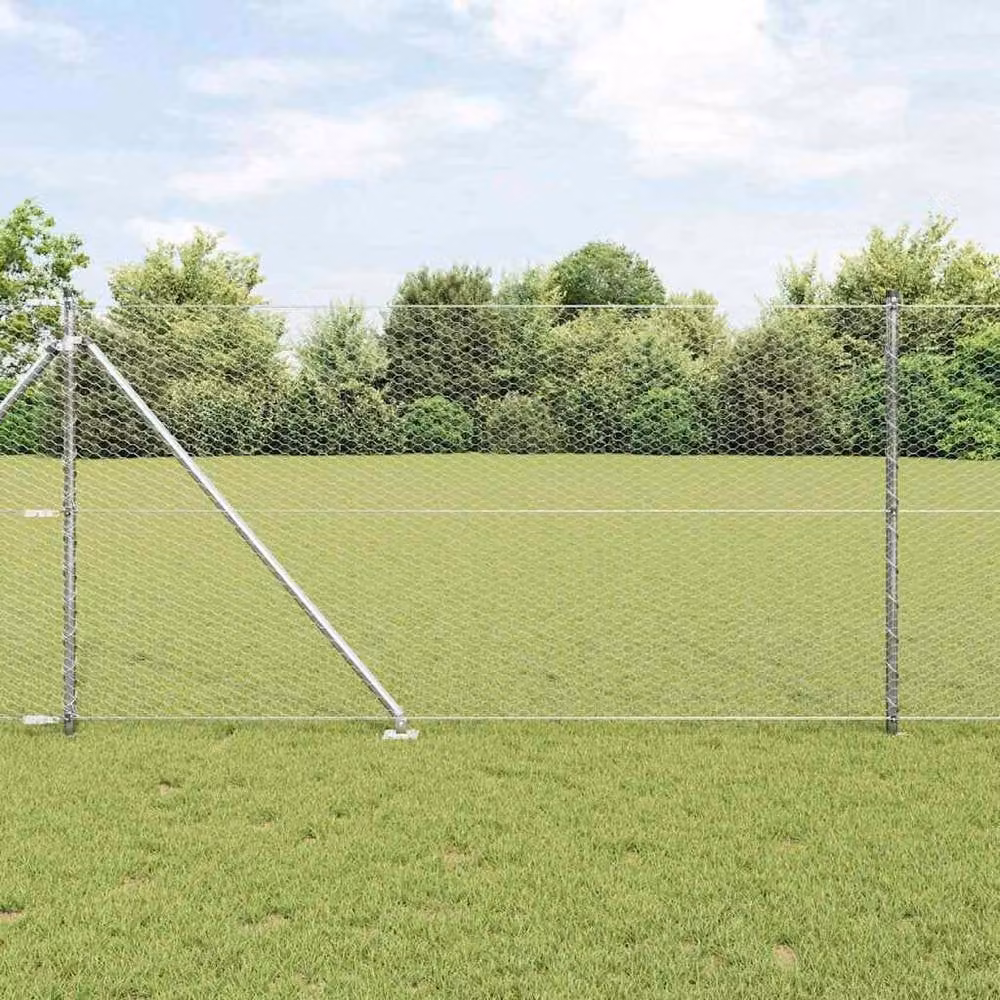 Berkfield Home Hexagon Galvanised Steel Fence in Silver, 1 x 100 m – 2