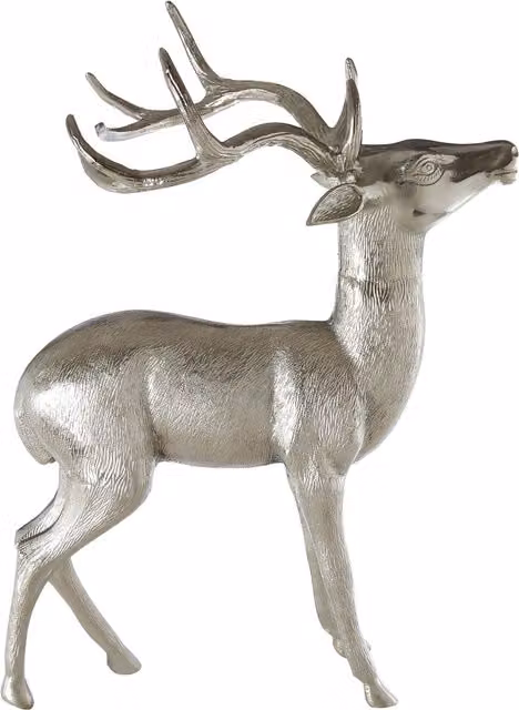Orsina Large Silver Metal Floor Standing Stag Sculpture – 1