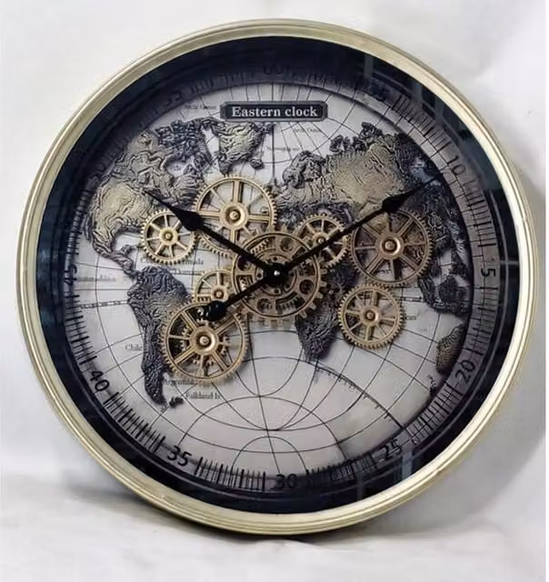 Minster Gear Analog Wall Clock in Beige, W60 x H60 cm