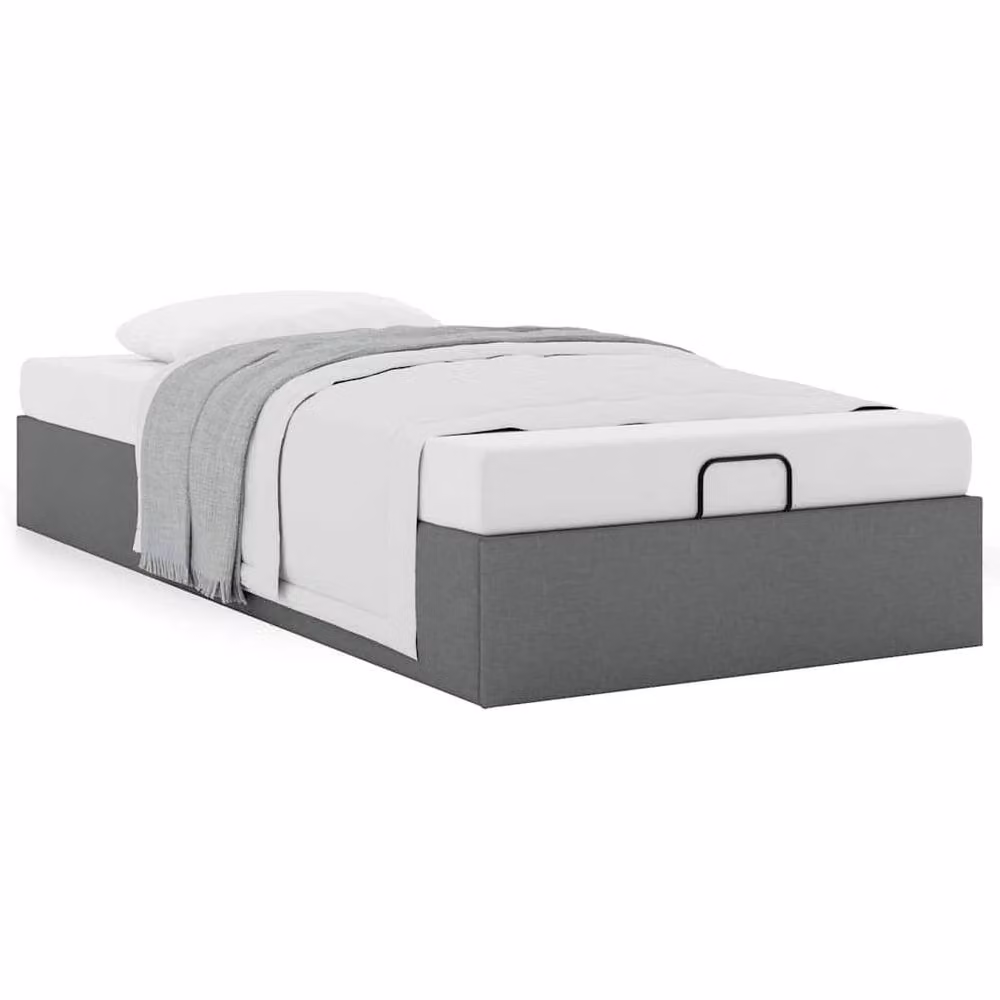 Berkfield Home Single Ottoman Bed Frame in Dark Grey Fabric, W/D/H: 90 x 190 x 23.5 cm – 2