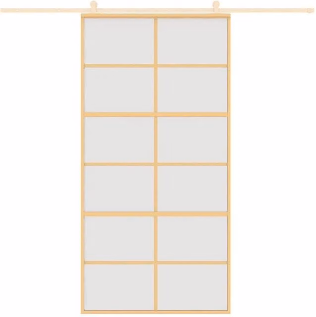 Berkfield Home Modern Sliding Door in Gold with Frosted ESG Glass and Aluminium, W: 102.5 cm, H: 205 cm