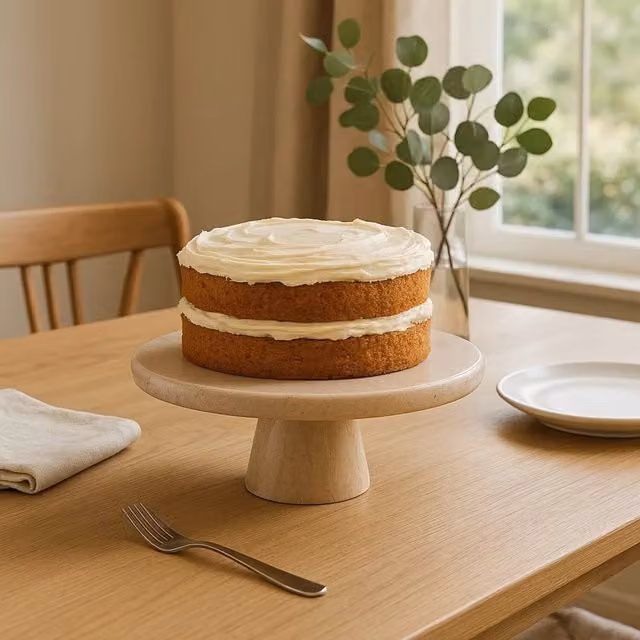 Orsina Himaya Champagne Marble Cake Stand in Beige and White – 1