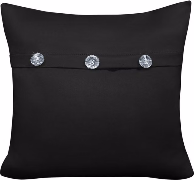 Velosso Mock Button Gem Stone Fashion Square Cushion in Black