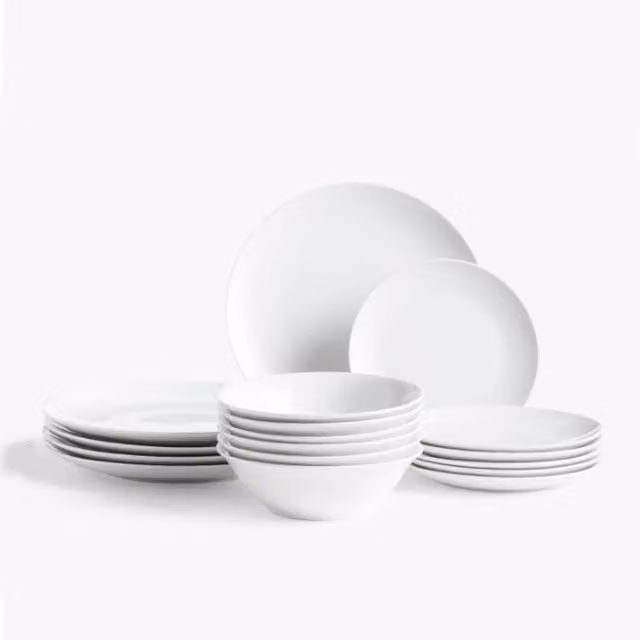 Glim & Glam 12 Piece White Porcelain Coupe Dinnerware Set